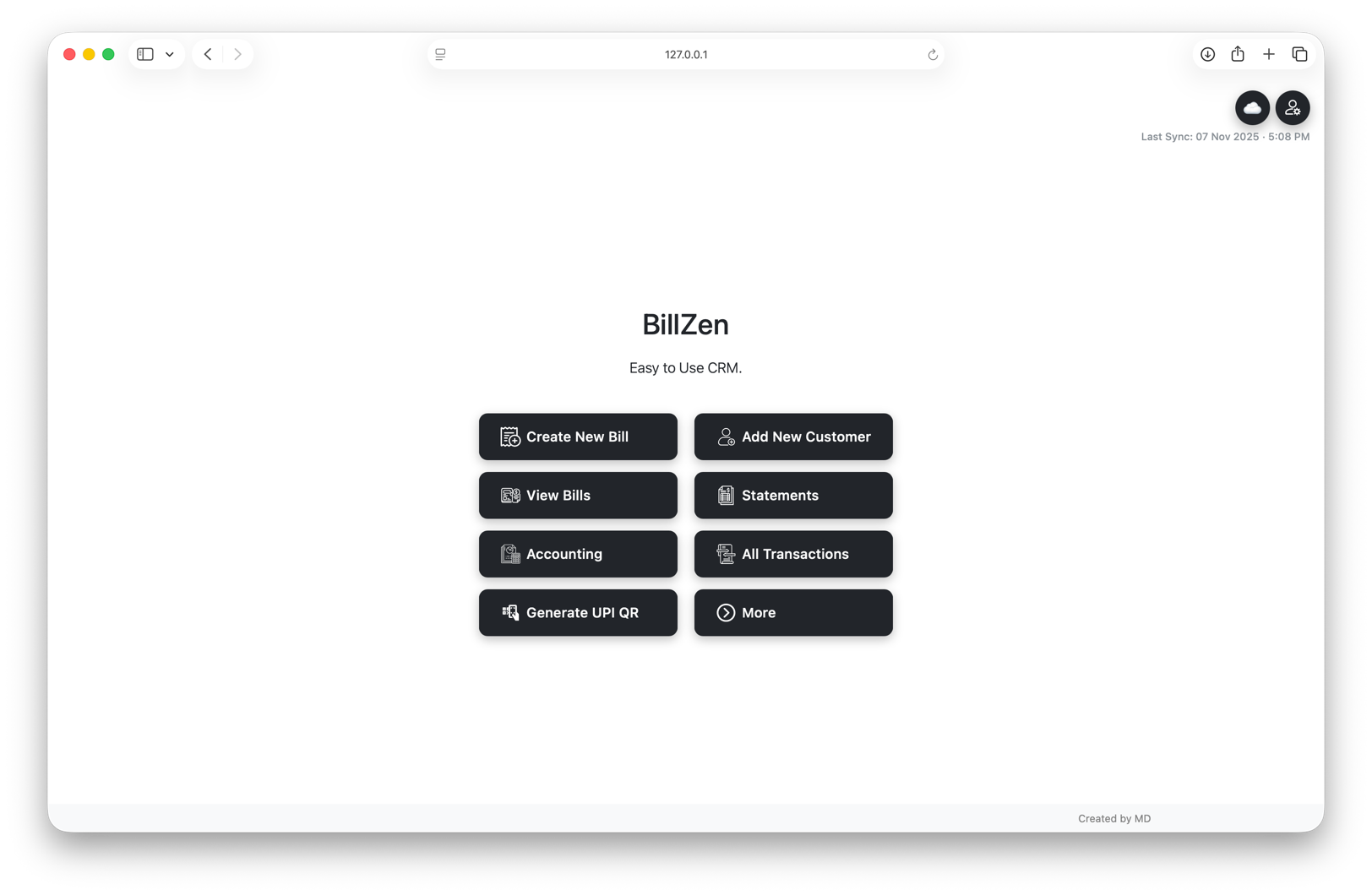 Bill-Generator home screen